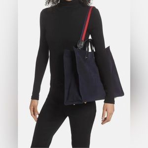 Clare V Navy Simple Tote Suede Leather Bag